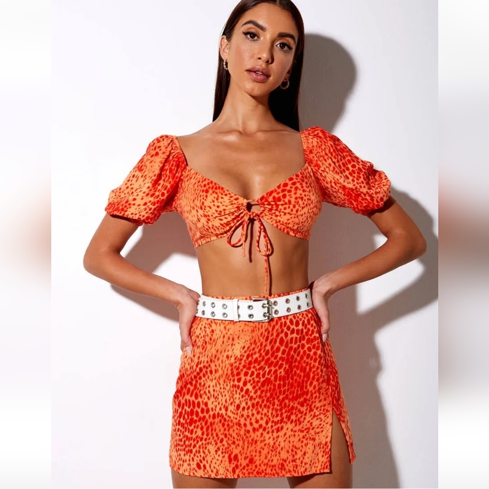 Princess Polly Orange Red Animal Print Mini Skirt